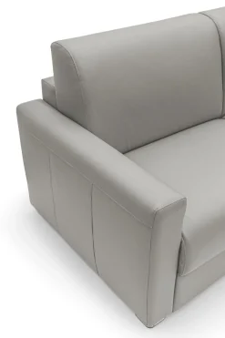 Canapé cuir Aubin - Gris Clair - 3 places