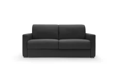 Canapé cuir Aubin - Noir - Grand 3 places