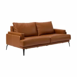 Canapé cuir Basile - Cognac - Grand 3 places