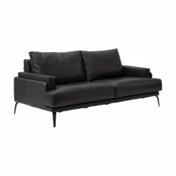 Canapé cuir Basile - Noir - Grand 2 places