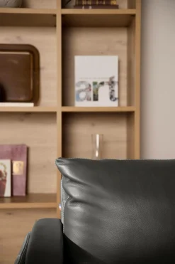 Canapé cuir Basile - Noir - Grand 2 places