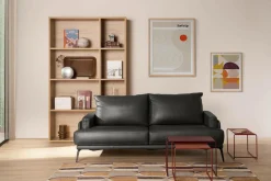 Canapé cuir Basile - Noir - 3 places