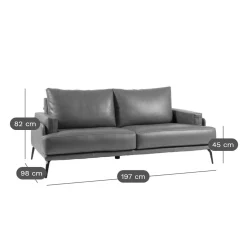 Canapé cuir Basile - Sable - 3 places