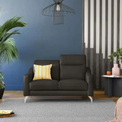 Canapé cuir têtières relevables Ben - Noir - Grand 2 places