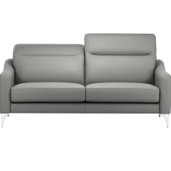 Canapé cuir têtières relevables Ben - Platine - Grand 3 places