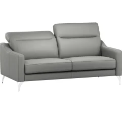 Canapé cuir têtières relevables Ben - Platine - Grand 3 places