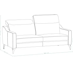 Canapé cuir têtières relevables Ben - Platine - Grand 3 places