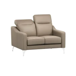 Canapé cuir têtières relevables Ben - Tourterelle - 2 places