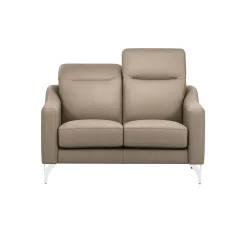 Canapé cuir têtières relevables Ben - Tourterelle - 2 places