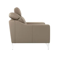 Canapé cuir têtières relevables Ben - Tourterelle - 2 places