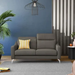 Canapé cuir têtières relevables Ben - Ardoise - 3 places