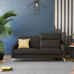 Canapé cuir têtières relevables Ben - Noir - Grand 3 places