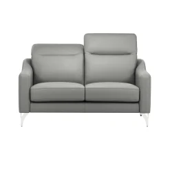 Canapé cuir têtières relevables Ben - Platine - Grand 2 places
