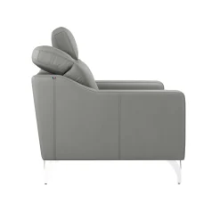 Canapé cuir têtières relevables Ben - Platine - Grand 2 places