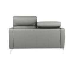 Canapé cuir têtières relevables Ben - Platine - Grand 2 places