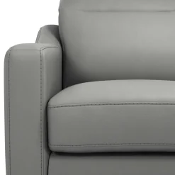 Canapé cuir têtières relevables Ben - Platine - Grand 2 places