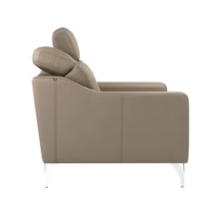 Canapé cuir têtières relevables Ben - Tourterelle - Grand 2 places