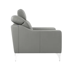 Canapé cuir têtières relevables Ben - Platine - 2 places