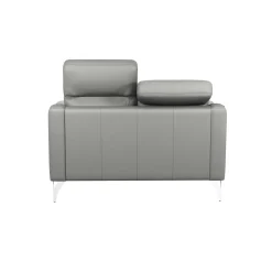 Canapé cuir têtières relevables Ben - Platine - 2 places