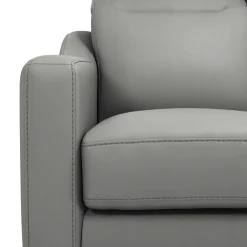 Canapé cuir têtières relevables Ben - Platine - 2 places