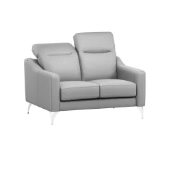 Canapé cuir têtières relevables Ben - Gris Clair - 2 places