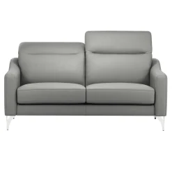 Canapé cuir têtières relevables Ben - Platine - 3 places