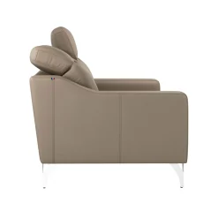 Canapé cuir têtières relevables Ben - Tourterelle - Grand 3 places