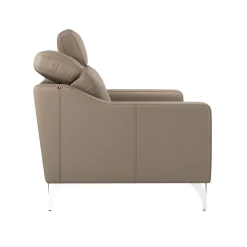 Canapé cuir têtières relevables Ben - Tourterelle - 3 places