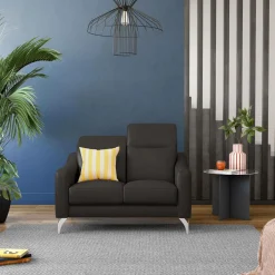 Canapé cuir têtières relevables Ben - Noir - 2 places