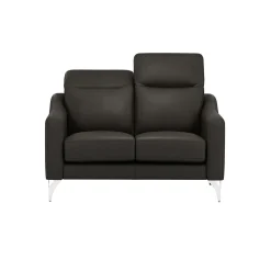 Canapé cuir têtières relevables Ben - Noir - 2 places