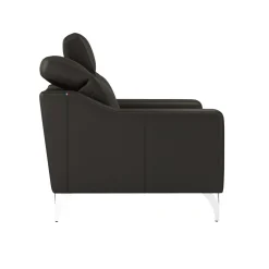 Canapé cuir têtières relevables Ben - Noir - 2 places