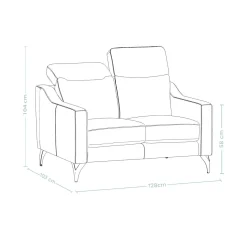 Canapé cuir têtières relevables Ben - Noir - 2 places