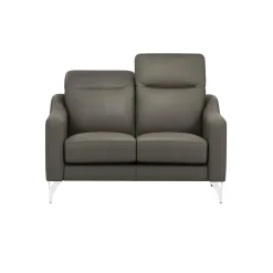 Canapé cuir têtières relevables Ben - Ardoise - 2 places