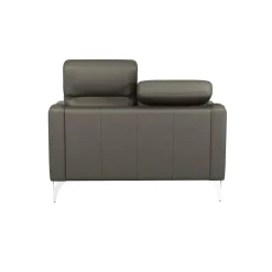 Canapé cuir têtières relevables Ben - Ardoise - 2 places