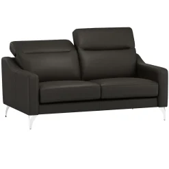 Canapé cuir têtières relevables Ben - Noir - 3 places