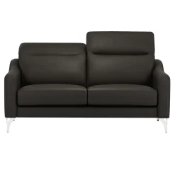 Canapé cuir têtières relevables Ben - Noir - 3 places