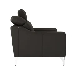 Canapé cuir têtières relevables Ben - Noir - 3 places