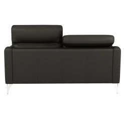 Canapé cuir têtières relevables Ben - Noir - 3 places