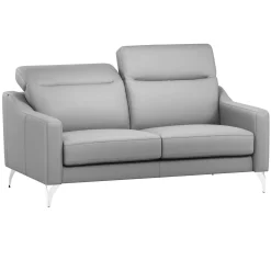 Canapé cuir têtières relevables Ben - Gris Clair - 3 places