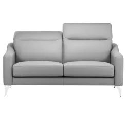 Canapé cuir têtières relevables Ben - Gris Clair - 3 places