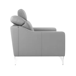 Canapé cuir têtières relevables Ben - Gris Clair - 3 places