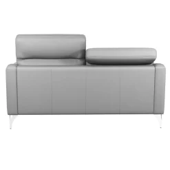 Canapé cuir têtières relevables Ben - Gris Clair - 3 places