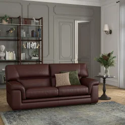 Canapé cuir Valentina - Marron Foncé - 3 places