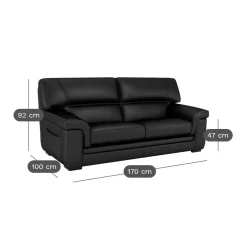 Canapé cuir Valentina - Noir - 2 places