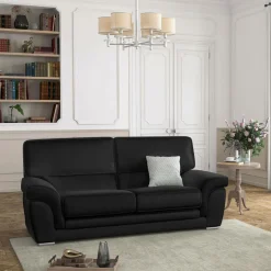 Canapé cuir Vittoria - Noir - 3 places