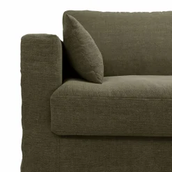 Canapé lin déhoussable Martigues - Vert Kaki - 3 places