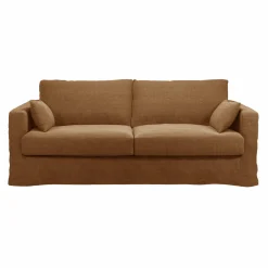 Canapé lin déhoussable Martigues - Caramel - 4 places