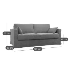 Canapé lin déhoussable Martigues - Naturel - 3 places