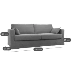 Canapé lin déhoussable Martigues - Vert Kaki - 4 places