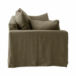 Canapé lin déhoussable Moëze - Vert Kaki - 4 places